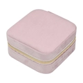 Dettaglio portagioie in velluto rosa con cerniera dorata e trama morbida e quadrata - 10x10x5cm / Rosa