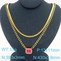 Collana a doppio strato in oro con catena a serpente e ciondolo a barretta rosa chic - Ciondolo in Pietra Preziosa Rosa Oro (KN287603-GC)