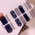 Details von Weihnachts-Nagelstickern mit goldenen Schneeflocken und Strass, Modell SDA-010 - Blau Grau Gold Schneeflocke Stil (SDA-010)