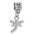 Silver dragonfly charm bead with sparkling white rhinestones for DIY jewelry sets - Full Rhinestone Dragonfly Charm
