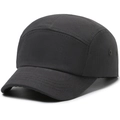 Classic black heavy canvas five-panel camp cap with breathable side eyelets - Gray