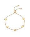 Elegant adjustable gold chain bracelet with five polished heart-shaped charms - Gold 5-Heart Bolo Bracelet (0084-Gold)