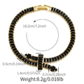Golden snake bracelet with black cubic zirconia and folding clasp, 18.2cm length - 18K Gold