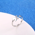 Minimalist adjustable stainless steel butterfly ring with a single diamond in silver - Butterfly Zirconia-Silver