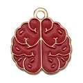 Halloween red brain enamel charm pendant with gold trim for DIY jewelry making - 1pc Red Brain (18x17mm)