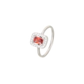 Silver ring featuring a rectangular red zircon center stone and white micro-pave accents - Silver-Red Zircon