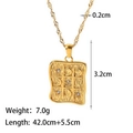 Gold stainless steel square pendant necklace featuring moon and star zircon details - Tic-Tac-Toe Star Moon Square Style (KN232704)