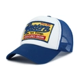Blue and white Western vintage trucker hat with mesh back and embroidered patch - Sapphire Blue / Adjustable