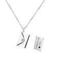 Silver envelope necklace with personalized 'Lucas' engraving and sparkling zircon - Steel Color Rhinestone Envelope Necklace (With Engraving)