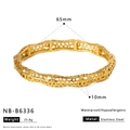 Detail of 10mm gold hollow bamboo texture stainless steel bracelet with 65mm inner diameter - Hollow Bamboo Bangle Style (NB-B6336)