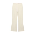 Flat lay of cream white high-waisted flared trousers in premium suit fabric material - XS / Pants