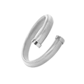 Detailed view of silver crossover spiral open cuff bracelet with ribbed texture detail - 12mm Silver
