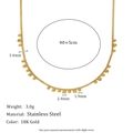 Minimalist 18K gold plated stainless steel bead pendant necklace with dimensions and weight - Water Drop Curb Chain - Gold