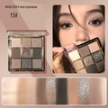 9-color matte and shimmer eyeshadow palette in earth tones, shade 15 with arm swatches - No. 15 Earth Tones