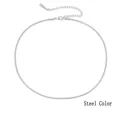 Steel color round snake chain necklace with lobster clasp and extension link in silver tone - 2mm/42+8cm / Steel Color (YX15670)
