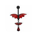 Gothic Fledermaus Bauchnabelpiercing mit roten Flügeln und rotem Zirkonia Anhänger - Fledermaus Bauchnabelpiercing (24043003-1)