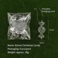 Set of 6 transparent candy-shaped Christmas tree ornaments with silver cords - Christmas Windmill Candy / 82mm