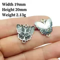 Silver alloy hollow butterfly charms for jewelry making, 19x20mm vintage DIY pendants - No.13/Butterfly