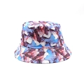 Dettaglio del motivo marmorizzato stampato sul cappello da sole in poliestere con cuciture - Texture Marmo Astratto Blu e Bianco (04)