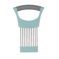 Stainless steel onion holder and meat tenderizer with grey and light blue handle - Rubber Handle / Grey Blue