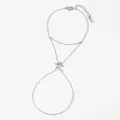 Eleganter silberner Seestern Handschmuck aus Edelstahl minimalistisches Armband mit Ring - Seestern Handkette (PB049) / Silber