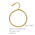 2mm 18K gold plated stainless steel box chain bracelet for women 17+5cm length - Box Chain