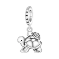 Zilveren schildpadbedeltje met zirkonia inleg voor DIY armbanden kettingen sieraden - Moeder en Kind Schildpad Hanger (1221)