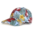 Casquette de baseball à fleurs tropicales bleu clair avec visière courbée pour femmes - Taille unique / Bleu