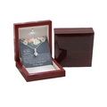 Silver four-leaf clover necklace set in mahogany gift box with greeting card - Wooden Box Set (762)