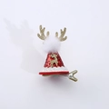 Pince à cheveux de Noël avec chapeau à paillettes rouges et bois de cerf dorés - Clip Chapeau en Peluche / Ensemble de 3 / Rouge
