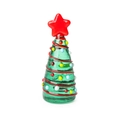 Miniature green glass Christmas tree figurine with red spiral texture and red star top - Green Christmas Tree (Red Spiral)