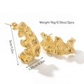 Detailed size specifications of 18k gold-plated C-shaped earrings with wavy texture - Wave Pleated Gold(JDE2502027)