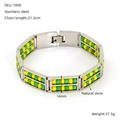 Bracciale a doppia fila in acciaio inossidabile argento con perle in pietra naturale - Argento-Perline Miste Giallo Verde