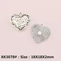 DIY heart alloy pendant with lava texture and Z engraving, 18x18x2mm size jewelry part - XK3078# (Pebble Texture Heart)