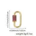 Detailansicht eines goldenen Oval-Karabiners mit roten Steinen und Maßangaben - Stil E-Goldenes Oval Roter Zirkon