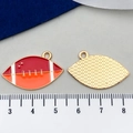 Pendentifs de rugby en alliage avec finition émail et règle de mesure de taille - Ballon de Rugby Orange (21720)