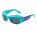 Y2K punk cycling sunglasses with mint green frame and purple decorative temples - C7 Matte Green Full Grey