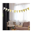 Golden and yellow striped triangular party bunting banner for birthday celebrations - Gold Wave Pattern Triangle Banner