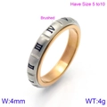 4mm zweifarbiger Titanstahlring mit römischen Ziffern und gebürstetem Silber-Finish - US 5 / Silber Gebürstet Roségold Innenseite(KR86500-K)