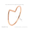 Minimalist 1.0mm ultra-thin lightning-shaped stacking ring in elegant rose gold finish - Rose Gold Lightning