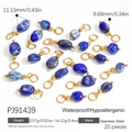 20pcs blue natural stone pendants with gold stainless steel rings for DIY jewelry - Blue Texture (20 Pcs)