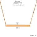 Minimalist stainless steel bar necklace in rose gold finish with 50mm pendant length - 50mmx2mm / Rose Gold