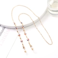 Golden Evil Eye glasses chain with crystal pearls and multi-color enamel charms - 1176-6 (Red/Orange/Blue Eye)