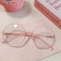 Pink transparent heart-shaped Y2K sunglasses with gold metal hinges and rimless design - Pink 8-Polygon Large Frame Transparent Pink Style