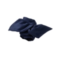 Detailed view of the dark blue velvet fabric texture on this vintage style hair tie - Blue