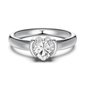 Classic S925 sterling silver ring featuring a large heart-cut ice zircon stone - Heart Cut Solitaire (DY121175)