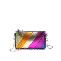 Bolso bandolera de cuero metalizado de colores con cadena plateada y estilo punk chic - Estilo de una Sola Capa (Pieza Única)