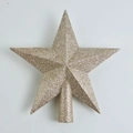 Sparkling gold glitter five-pointed star tree topper with cylindrical base for Christmas tree - Small (20CM) / Champagne Gold