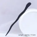 Minimalist black ebony style wood hair pin in elegant S-curve design, length 17.5cm - Ebony-like Following Shadow