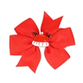 Christmas hair clip featuring red layered bow and Santa hat with reindeer antlers - 2# Red Christmas Hat